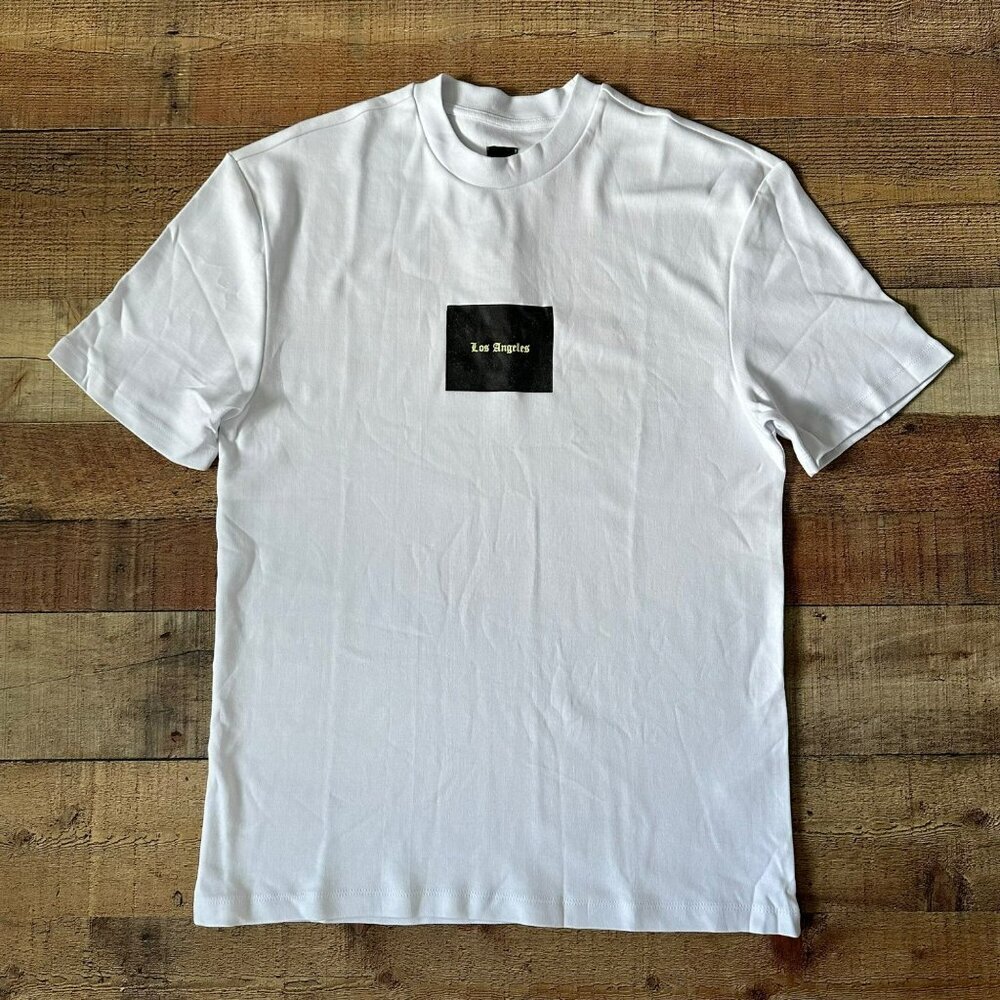 River Island Mens Size Small White Short Sleeve TShirt Los Angeles Graphic Print